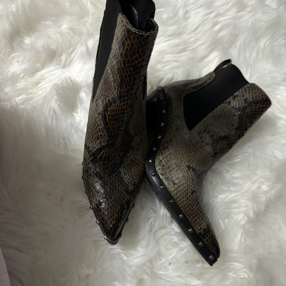Charles David Brown Snake Print Ankle Boots
